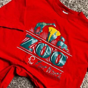 Vintage 90s Fort Worth Zoo Made in USA Red Shirt